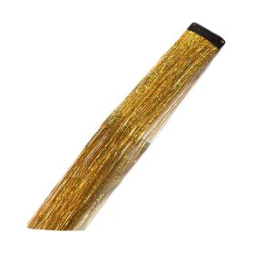 5 Pcs Highlight Glitter Tinsel Hair Extensions Clip-In Party Shiny Hair Extensions Bling Bling Hairpieces,Gold