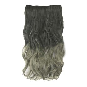 Gradient One-piece Two Tone Curly Clip-on Hairpieces 5 Clips 20" - Black/Grey