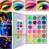 24 Color Fluorescent Eyeshadow Palette, UV Lights Luminous Eyeshadow Powder, Parties , Nightclub, Masquerade And Stage Makeup , Sparkling Eyeshadow