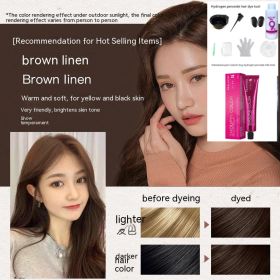 Ammonia-free Hair Color Paste Monochrome Paste Cover White Hair Multi-segment Color One-step Black Tea Gray Blue Black Hair Dye (Option: 6Or77 Linen Brown-With tools)