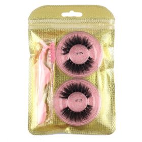 False Eyelashes Mink Hair Natural Bushy Round Set Beauty Tools (Option: Pink-103round)