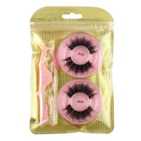 False Eyelashes Mink Hair Natural Bushy Round Set Beauty Tools (Option: Pink-104round)