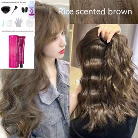 Ammonia-free Hair Color Paste Monochrome Paste Cover White Hair Multi-segment Color One-step Black Tea Gray Blue Black Hair Dye (Option: 517Rice Tea Brown-With tools)