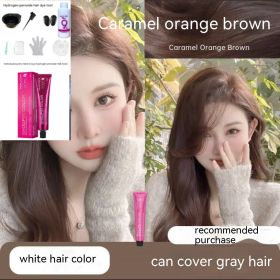 Ammonia-free Hair Color Paste Monochrome Paste Cover White Hair Multi-segment Color One-step Black Tea Gray Blue Black Hair Dye (Option: C5ro43 Caramel Orange Brown-With tools)