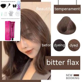 Ammonia-free Hair Color Paste Monochrome Paste Cover White Hair Multi-segment Color One-step Black Tea Gray Blue Black Hair Dye (Option: 7Ro75 Bitter Flax-With tools)