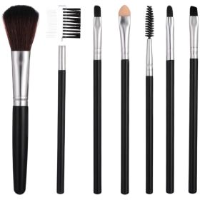 The 7-pack Makeup Brush Set Contains Blush Brush, Eyebrow Brush, Lip Brush, Eyeshadow Brush (Color: Silver)