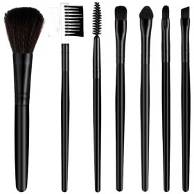 The 7-pack Makeup Brush Set Contains Blush Brush, Eyebrow Brush, Lip Brush, Eyeshadow Brush (Color: black)