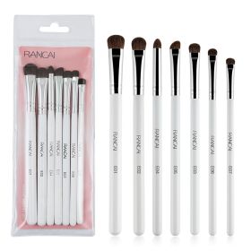 Eye Makeup Brushes 7pcs Essential Eyeshadow Brushes Kit with Soft Synthetic Hairs & Wood Handle for Eyeshadow, Blending, Eyebrow, Eyeliner (Type: 7pcs+Transparent  bag)