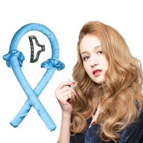 Heatless Curling Rod Headband No Heat Wave Hair Curlers Spiral Curls Headband (Color: Blue)