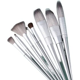 Horse Hair Makeup Brush Set 8 Makeup Brushes (Color: Silver)