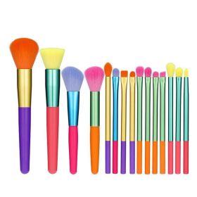 Makeup Brushes 14 pcs Professional Synthetic Blending Powder Liquid Cream Face Brushes Cruelty-Free Cosmetic Brushes Kit (Type: 15 pcs+multicolored)