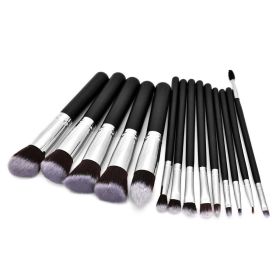 Makeup Brushes 14 pcs Professional Synthetic Blending Powder Liquid Cream Face Brushes Cruelty-Free Cosmetic Brushes Kit (Type: 14 pcs+silver)