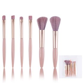 6 Piece Soft Hair Makeup Brush Set Portable Eyeshadow Brush Blush Brush Full Set of Makeup Tools (Color: pink)