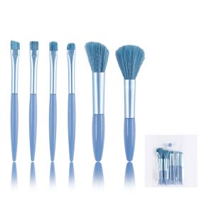 6 Piece Soft Hair Makeup Brush Set Portable Eyeshadow Brush Blush Brush Full Set of Makeup Tools (Color: Blue)