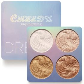 Highlighter Palette Illuminator Powder Palette White Highlighter Baked Waterproof Long Lasting Brilliant Lighten Skin Makeup Palette (Color: 3)