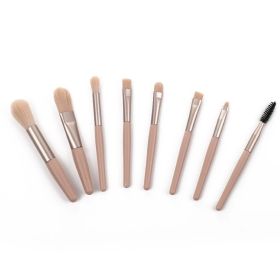 8 PCS Soft Hair Mini Matte Makeup Brush Set Portable Eyeshadow Brush Blush Brush Full Set of Makeup Tools (Color: CHAMPAGNE)