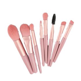 8 PCS Soft Hair Mini Matte Makeup Brush Set Portable Eyeshadow Brush Blush Brush Full Set of Makeup Tools (Color: pink)