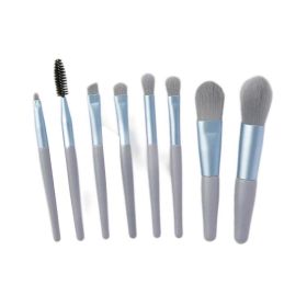 8 PCS Soft Hair Mini Matte Makeup Brush Set Portable Eyeshadow Brush Blush Brush Full Set of Makeup Tools (Color: Blue)