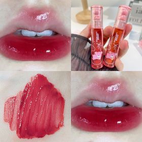 Crystal Glossy Lip Glaze Mirror Cute Bear Lip Gloss Waterproof Transparent Nude Liquid Lipstick Lip Girls Makeup Korean Makeup (Color: A05)