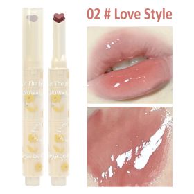 Jelly Mirror Lipstick Makeup Love Shape Waterproof Non-stick Cup Solid Lip Gloss Clear Long Lasting Moisturizing Lipstick Pen (Color: B02 Love Style)