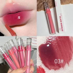 Crystal Glossy Lip Glaze Mirror Cute Bear Lip Gloss Waterproof Transparent Nude Liquid Lipstick Lip Girls Makeup Korean Makeup (Color: B03)