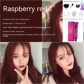 Ammonia-free Hair Color Paste Monochrome Paste Cover White Hair Multi-segment Color One-step Black Tea Gray Blue Black Hair Dye (Option: 6ro45 Raspberry Red-With tools)